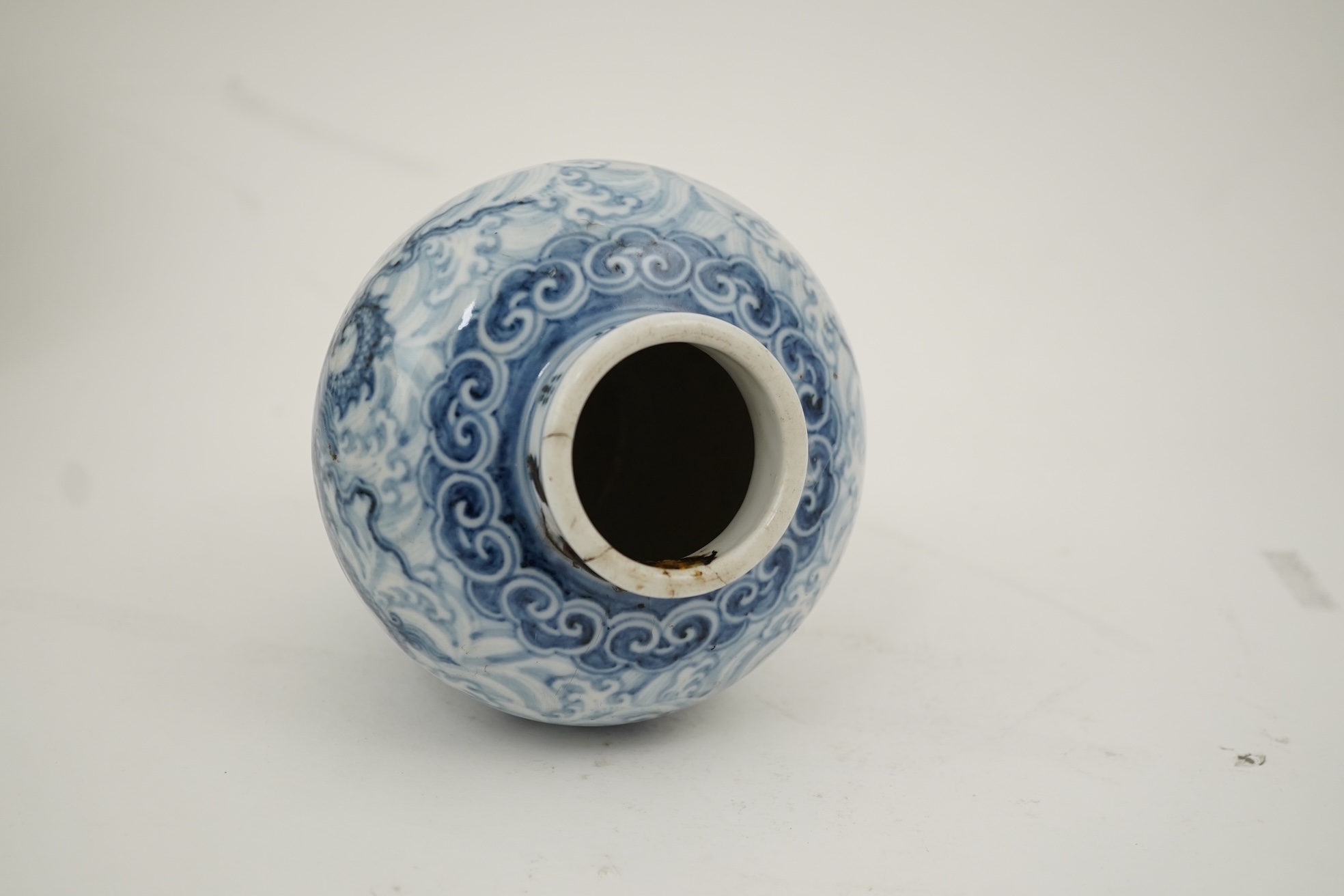 A Chinese blue and white 'dragon' vase, probably Qing dynasty